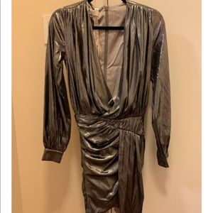 House of CB Alvona Silver Drape Mini Dress